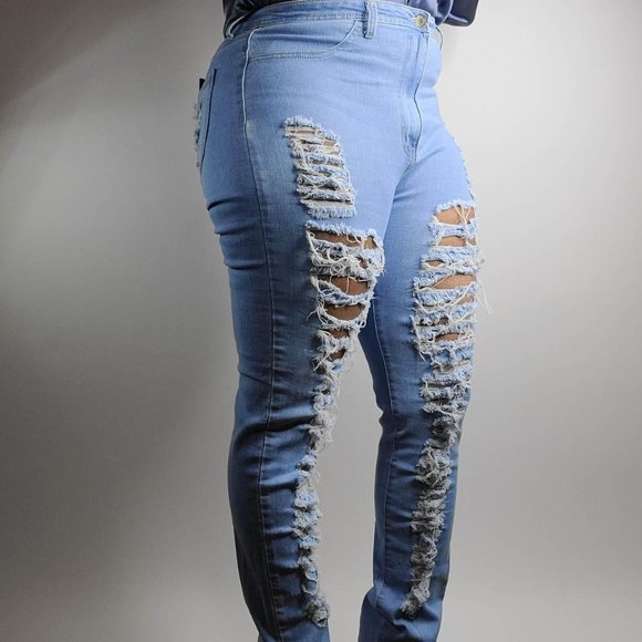 Women These Distressed Jeans Will High Waisted Skinny Jeans Blue Size UK 28" - Picture 2 of 4